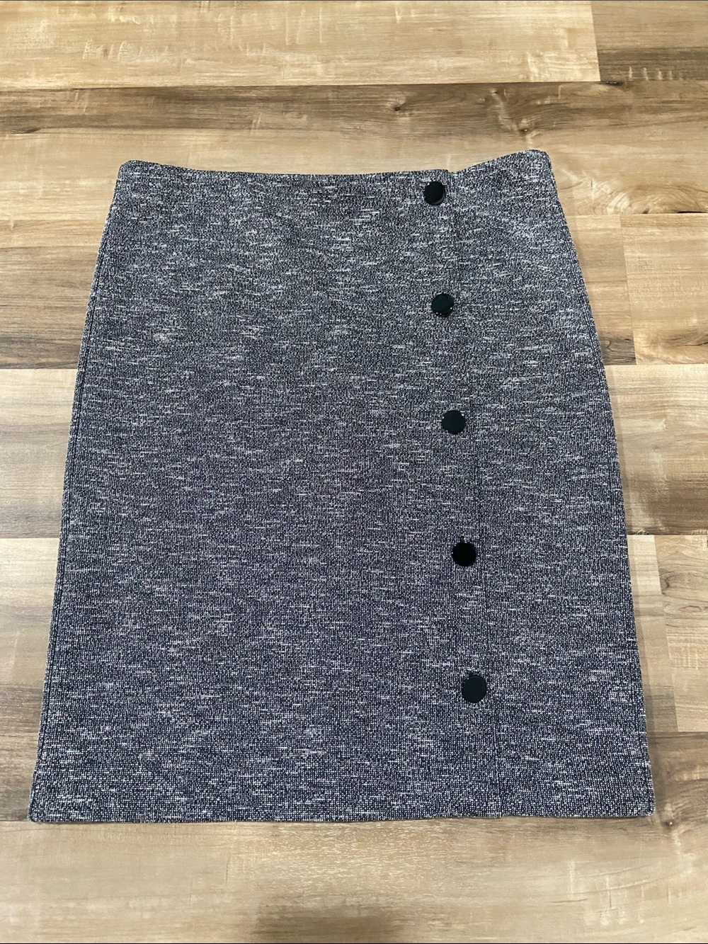 LOFT Heathered Gray Pencil Skirt with Side Buttons